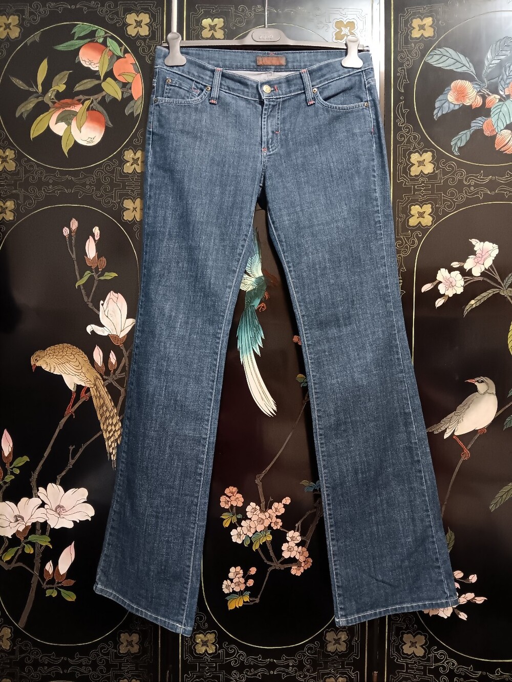 Women's Flared Jeans in Classic Blue Denim